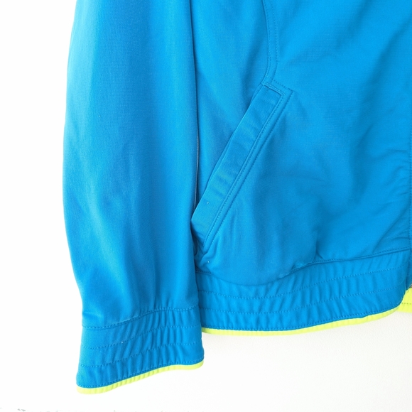 Adidas Women's Teal and Neon Lime Full Zipped Embroidered Jacket ~ Size Medium - Picture 3 of 13